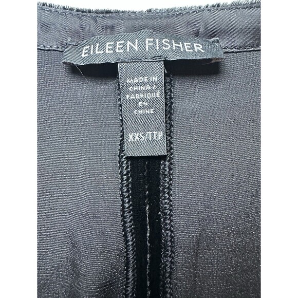 Eileen Fisher Long Dolman Sleeve Crop Black Velvet Silk Oversized Top Blouse XXS - Picture 5 of 8